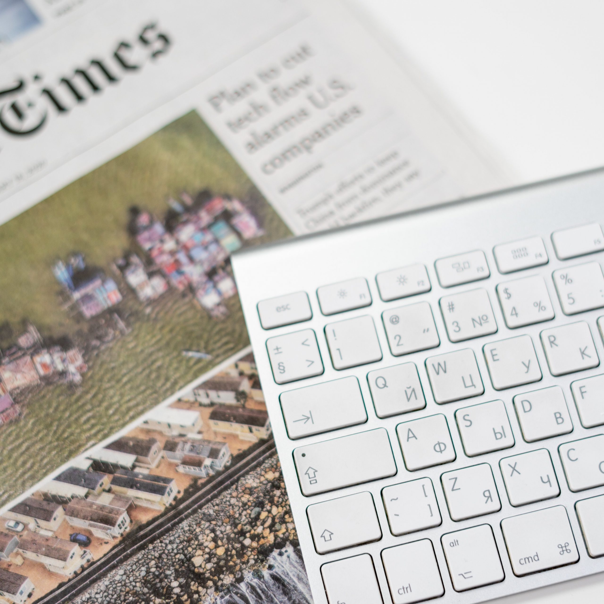 New York Times with a silver keyboard